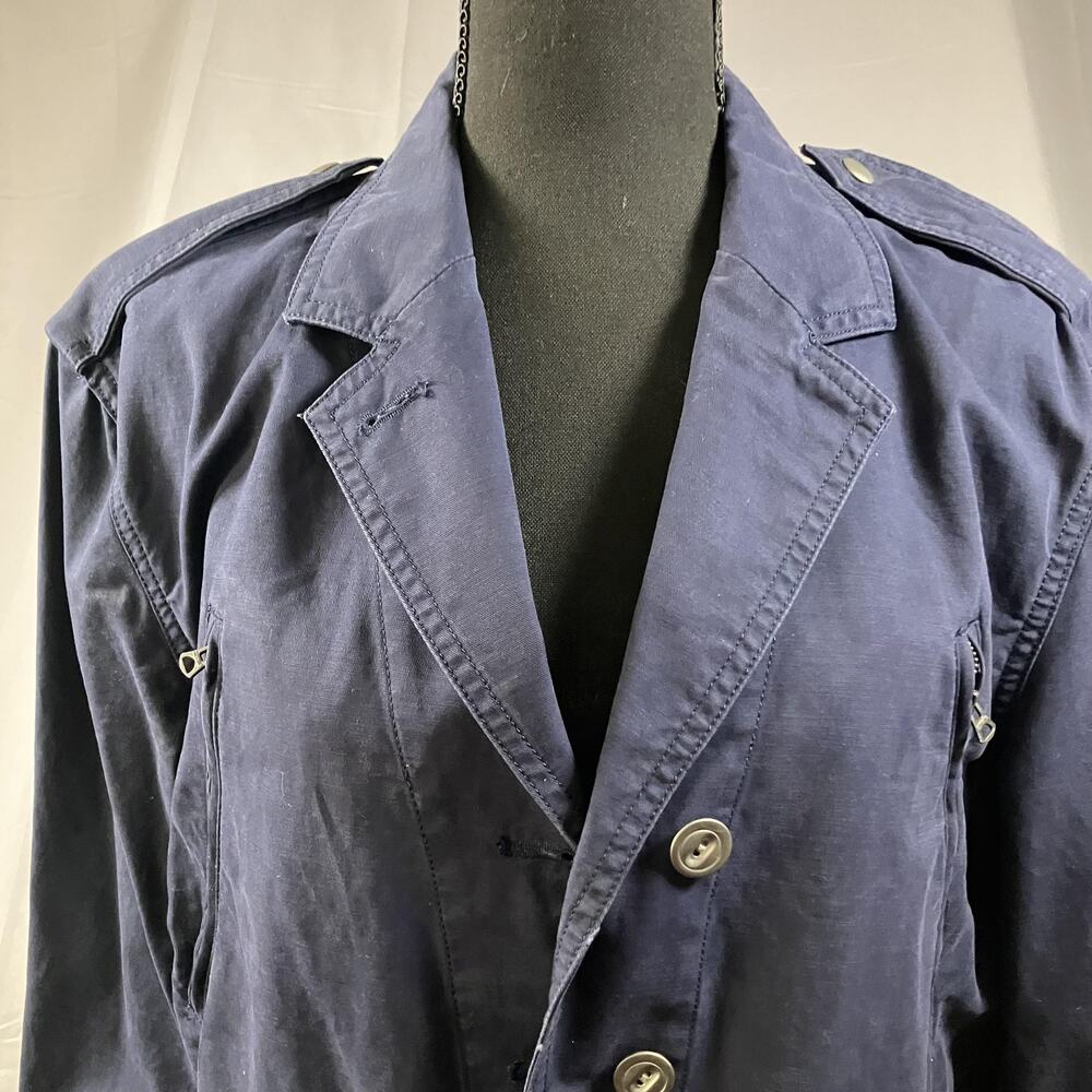 GAP Utility Jacket Womens Large Blue True Indigo Button Up Military Style Cotton - Picture 2 of 16